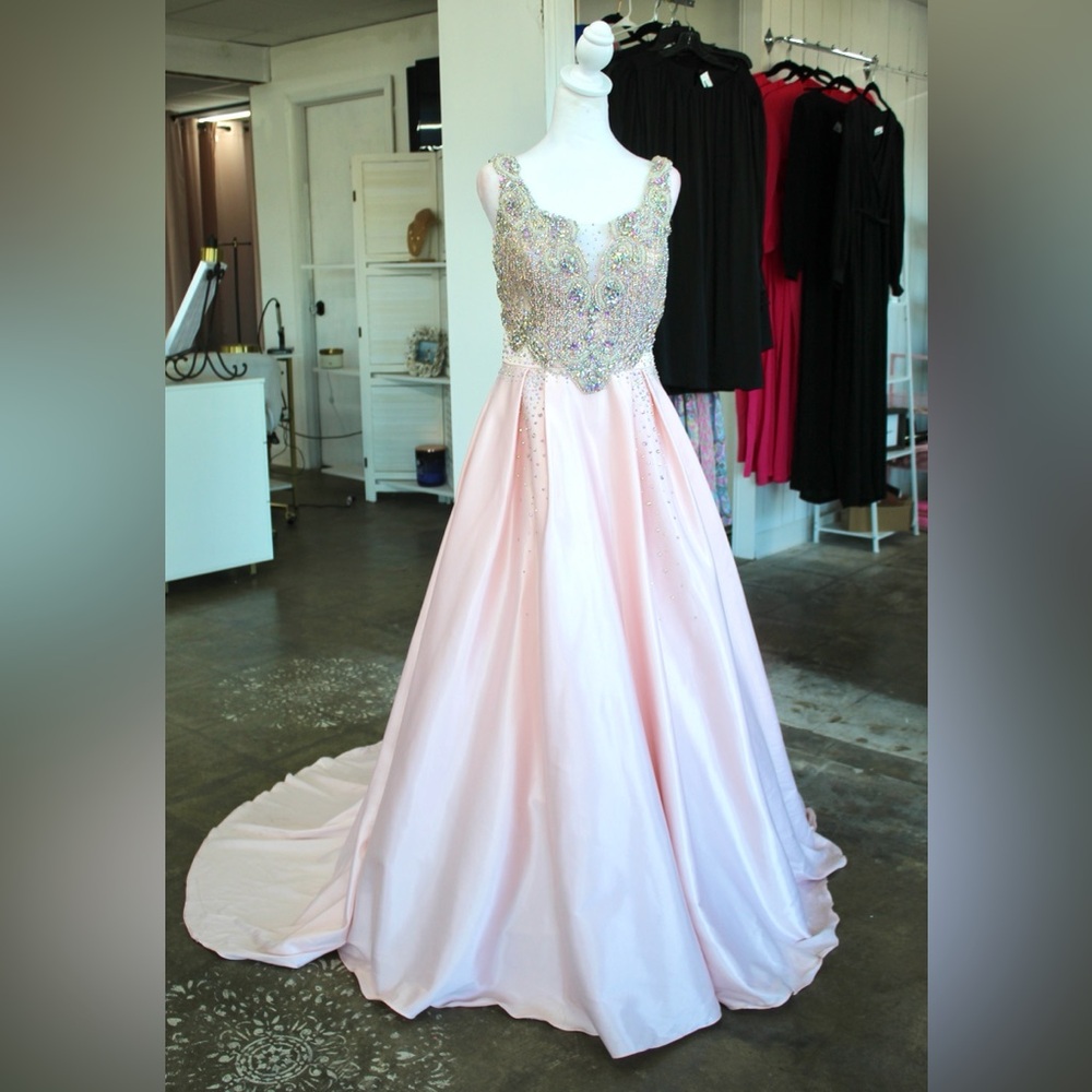 Juliet Couture Blush Pink Pageant Gown | Custom Rhinestone Bodice |One-of-a-Kind